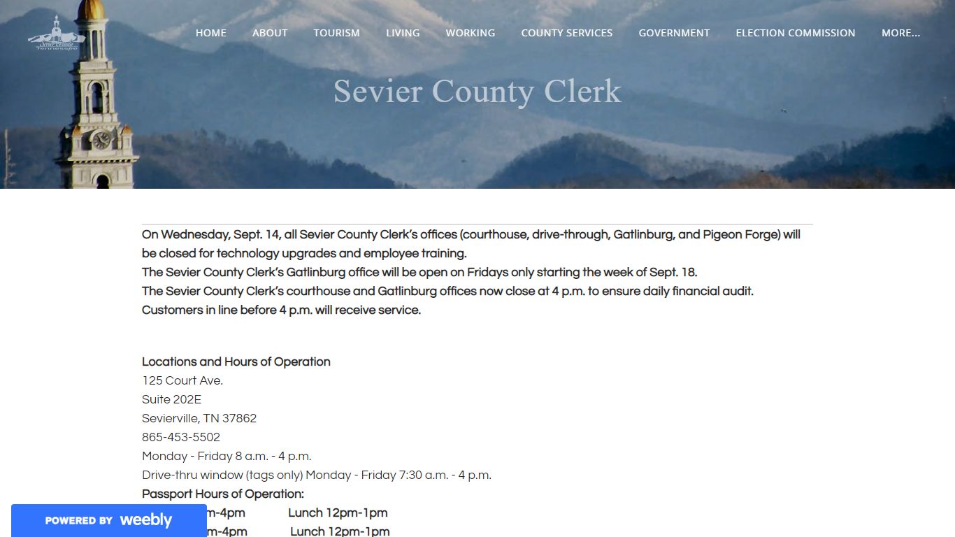 Sevier County Clerk - SEVIER COUNTY TENNESSEE