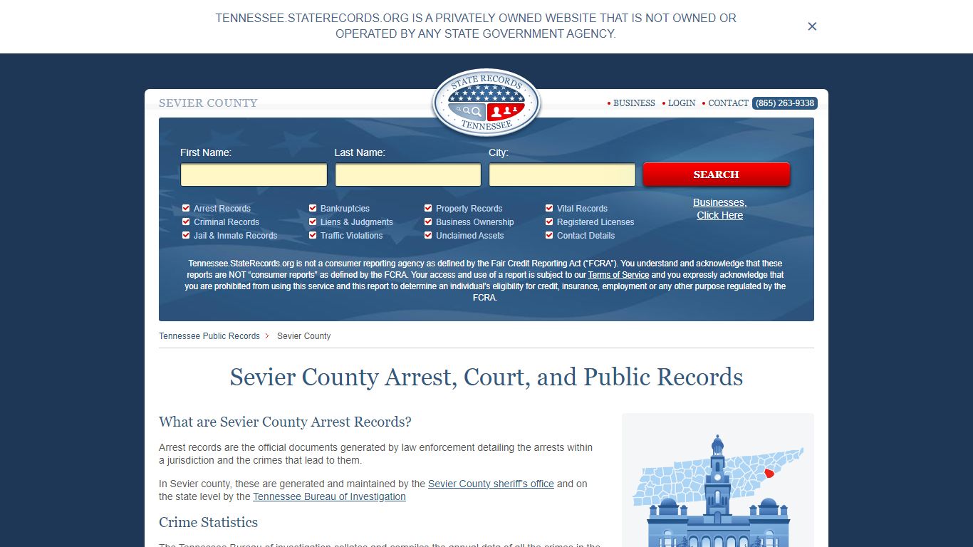 Sevier County Arrest, Court, and Public Records