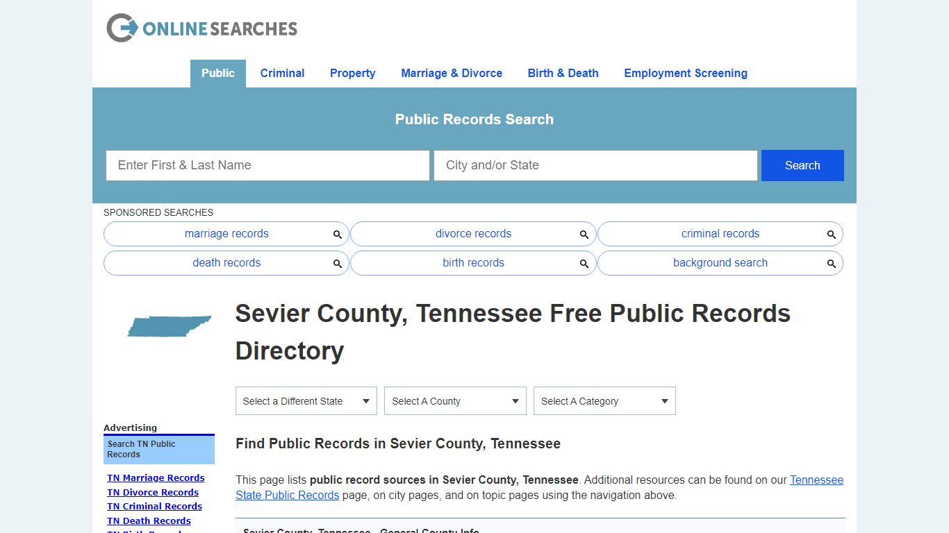 Sevier County, Tennessee Public Records Directory